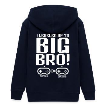 Zum großen Bruder 2025 aufgestiegen - Teenager Organic Kapuzenjacke Mini Cultivator von Stanley/Stella - Navy - Hinten - AI Model Teenager Male light (155cm)