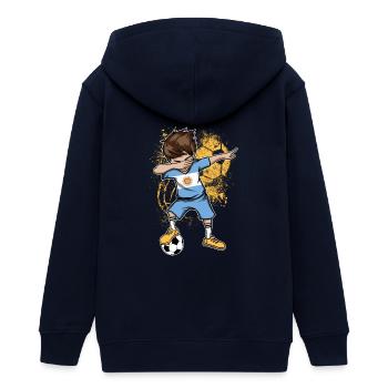 Argentinien Fußball Nationalmannschaft WM - Teenager Organic Kapuzenjacke Mini Cultivator von Stanley/Stella - Navy - Hinten - AI Model Teenager Male light (155cm)