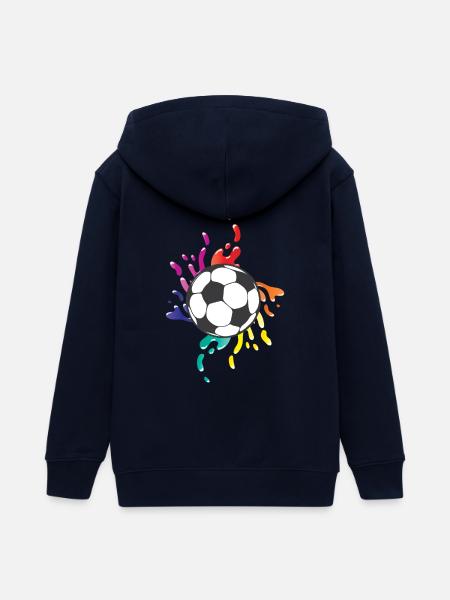 Fußball bunte Farbspritzer - Teenager Organic Kapuzenjacke Mini Cultivator von Stanley/Stella - Navy