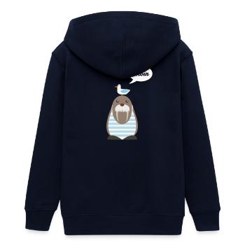Moin, Seelöwe, Möwe - Teenager Organic Kapuzenjacke Mini Cultivator von Stanley/Stella - Navy - Hinten - AI Model Teenager Male light (155cm)