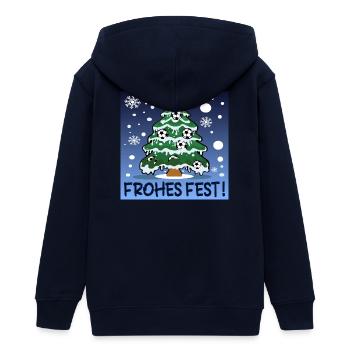 FROHES FEST - WEIHNACHTEN FUßBALL - Teenager Organic Kapuzenjacke Mini Cultivator von Stanley/Stella - Navy - Hinten - AI Model Teenager Male light (155cm)
