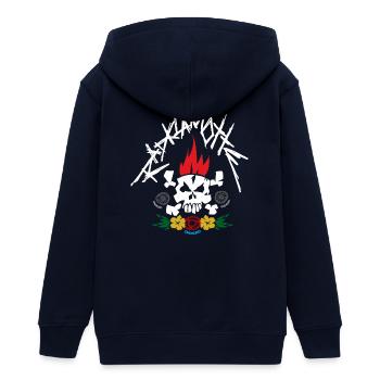 Burning for Bikes, color - Teenager Organic Kapuzenjacke Mini Cultivator von Stanley/Stella - Navy - Hinten - AI Model Teenager Male light (155cm)
