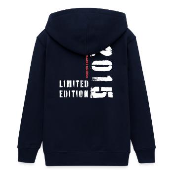 Limitierte Auflage 2015 – Unikat - Teenager Organic Kapuzenjacke Mini Cultivator von Stanley/Stella - Navy - Hinten - AI Model Teenager Male light (155cm)