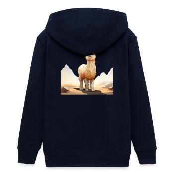 Alpaka im Sonnenlicht - Teenager Organic Kapuzenjacke Mini Cultivator von Stanley/Stella - Navy - Hinten - AI Model Teenager Male light (155cm)