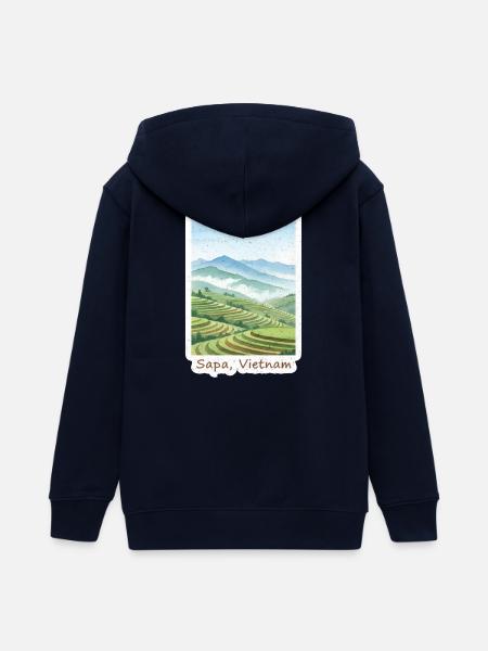 Sapa Terrassenlandschaft - Teenager Organic Kapuzenjacke Mini Cultivator von Stanley/Stella - Navy