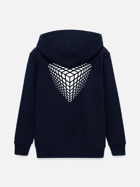 Monochrome Gitterwürfel-Illusion - Teenager Organic Kapuzenjacke Mini Cultivator von Stanley/Stella - Navy