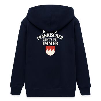 Weng Fränkischer Stolz  - Teenager Organic Kapuzenjacke Mini Cultivator von Stanley/Stella - Navy - Hinten - AI Model Teenager Male light (155cm)