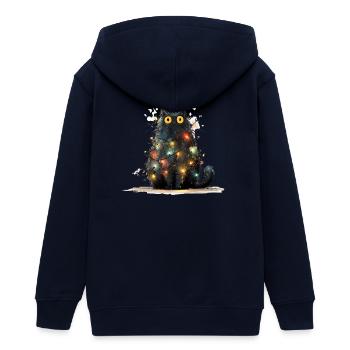 Christmas Cat Schwarze Katze als Tannenbaum - Teenager Organic Kapuzenjacke Mini Cultivator von Stanley/Stella - Navy - Hinten - AI Model Teenager Male light (155cm)