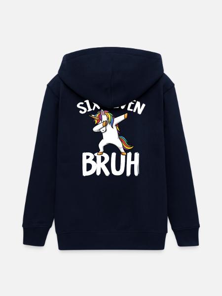 Sechs Sieben-Einhorn mit Regenbogen abtupfen - Teenager Organic Kapuzenjacke Mini Cultivator von Stanley/Stella - Navy