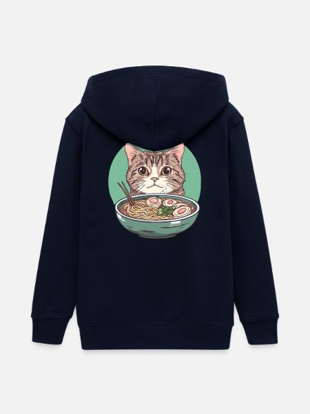 Katze mit Ramen: Nudelschnurren - Teenager Organic Kapuzenjacke Mini Cultivator von Stanley/Stella - Navy