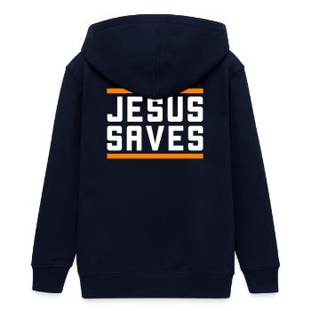 Jesus Rettet Christlich - Teenager Organic Kapuzenjacke Mini Cultivator von Stanley/Stella - Navy - Hinten - AI Model Teenager Male light (155cm)
