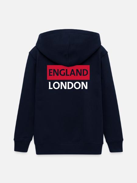 Rotationsdesign der englischen Flagge - Teenager Organic Kapuzenjacke Mini Cultivator von Stanley/Stella - Navy