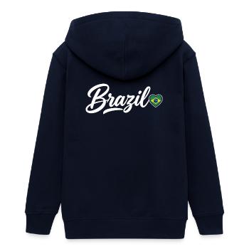 Scénario brésilien avec drapeau amoureux - Veste à capuche ado bio Stanley/Stella - marine - Dos - AI Model Teenager Male light (155cm)