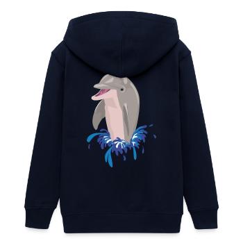 Delphin Meer Strand Spritzer - Teenager Organic Kapuzenjacke Mini Cultivator von Stanley/Stella - Navy - Hinten - AI Model Teenager Male light (155cm)