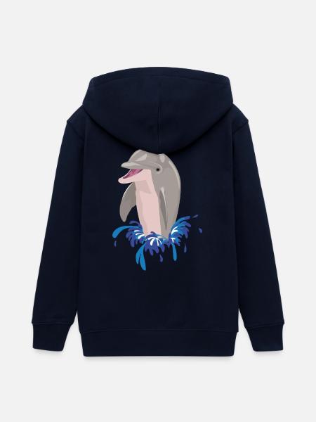 Delphin Meer Strand Spritzer - Teenager Organic Kapuzenjacke Mini Cultivator von Stanley/Stella - Navy