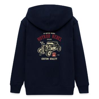 Hot Rod Rebel 2 - Teenager Organic Kapuzenjacke Mini Cultivator von Stanley/Stella - Navy - Hinten - AI Model Teenager Male light (155cm)