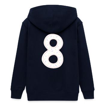Bunte Geburtstagszahl 8 Kerzendesign - Teenager Organic Kapuzenjacke Mini Cultivator von Stanley/Stella - Navy - Hinten - AI Model Teenager Male light (155cm)