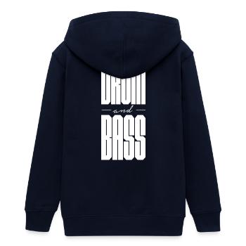 Drum and Bass fettes Logo-Design - Teenager Organic Kapuzenjacke Mini Cultivator von Stanley/Stella - Navy - Hinten - AI Model Teenager Male light (155cm)