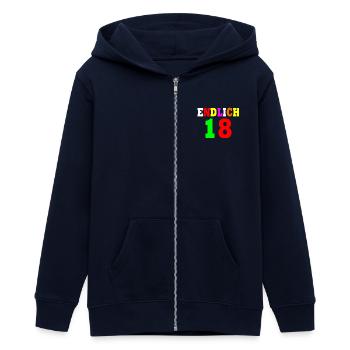 Endlich 18 - Teenager Organic Kapuzenjacke Mini Cultivator von Stanley/Stella - Navy - Vorne - AI Model Teenager Male light (155cm)