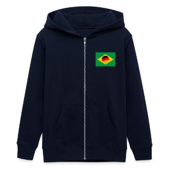 Deutschland Brasilien - Teenager Organic Kapuzenjacke Mini Cultivator von Stanley/Stella - Navy - Vorne - AI Model Teenager Male light (155cm)