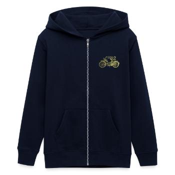 Simson SR2 - Teenager Organic Kapuzenjacke Mini Cultivator von Stanley/Stella - Navy - Vorne - AI Model Teenager Male light (155cm)
