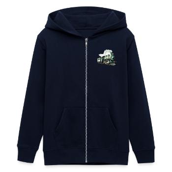 Polygonale Pracht: Die kunstvolle Dampflok - Teenager Organic Kapuzenjacke Mini Cultivator von Stanley/Stella - Navy - Vorne - AI Model Teenager Male light (155cm)