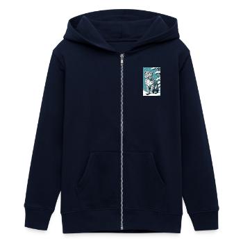 Schneeleopard | Leopard | Raubtier - Teenager Organic Kapuzenjacke Mini Cultivator von Stanley/Stella - Navy - Vorne - AI Model Teenager Male light (155cm)
