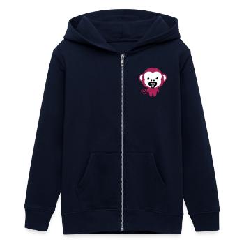monkey with soother - Teens Organic Zip-up Hoodie by Stanley/Stella - navy - Front - AI Model Teenager Male light (155cm)