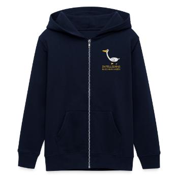 Intelligente Gans (b) - Teenager Organic Kapuzenjacke Mini Cultivator von Stanley/Stella - Navy - Vorne - AI Model Teenager Male light (155cm)