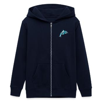 Delfin - Teenager Organic Kapuzenjacke Mini Cultivator von Stanley/Stella - Navy - Vorne - AI Model Teenager Male light (155cm)