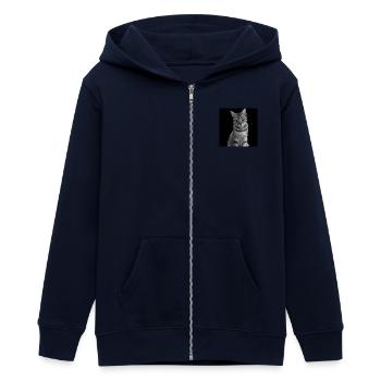 Katze weiß-schwarz Katze schwarzweiß - Teenager Organic Kapuzenjacke Mini Cultivator von Stanley/Stella - Navy - Vorne - AI Model Teenager Male light (155cm)