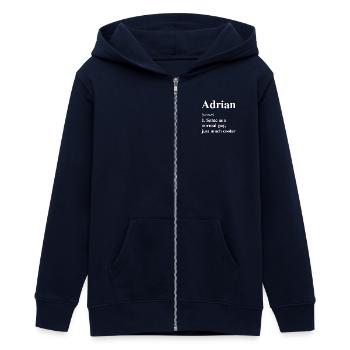 Adrian Définition Cool Nom Dicton Cadeau - Veste à capuche ado bio Stanley/Stella - marine - Devant - AI Model Teenager Male light (155cm)