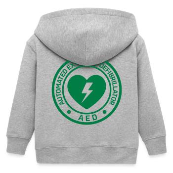 AED emergency defibrillator First Aid - Kids Organic Zip-up Hoodie by Stanley/Stella - heather grey - Back