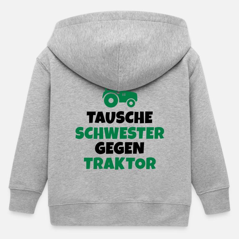 Tausche Schwester gegen Traktor - Kinder Organic Kapuzenjacke Mini Cultivator von Stanley/Stella - Grau meliert