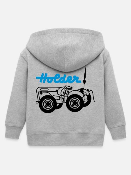 Holder mit Schriftzug - Kinder Organic Kapuzenjacke Mini Cultivator von Stanley/Stella - Grau meliert