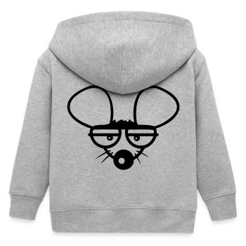 Mouse looks angry frustrated disappointed funny tired - Kids Organic Zip-up Hoodie by Stanley/Stella - heather grey - Back