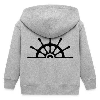 Half Ship Steering Wheel - Kids Organic Zip-up Hoodie by Stanley/Stella - heather grey - Back