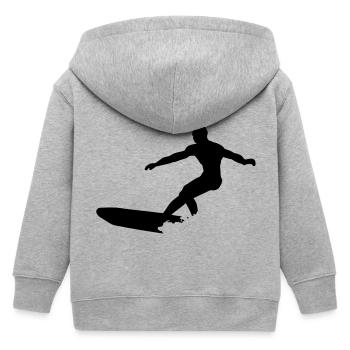surf longboard - Kids Organic Zip-up Hoodie by Stanley/Stella - heather grey - Back