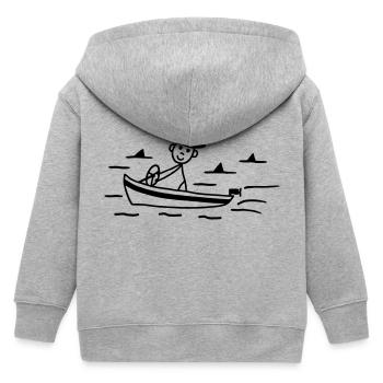 Motorboot - Haifische - Kinder Organic Kapuzenjacke Mini Cultivator von Stanley/Stella - Grau meliert - Hinten