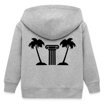 Palm Tree Column - Kids Organic Zip-up Hoodie by Stanley/Stella - heather grey - Back