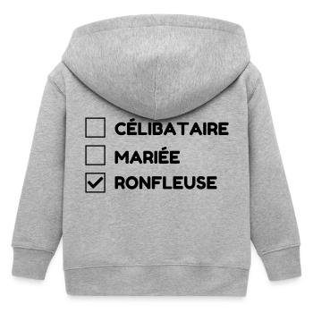 Ronfler / Ronfleur / Ronfleuse / Ronflement - Veste à capuche enfant bio Stanley/Stella - gris chiné - Dos