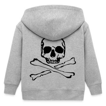 Skull Skull Bones Tattoo Style - Kids Organic Zip-up Hoodie by Stanley/Stella - heather grey - Back