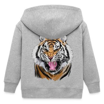 tiger - Kids Organic Zip-up Hoodie by Stanley/Stella - heather grey - Back
