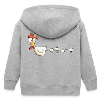 Poule pond un oeuf dessin animé - Veste à capuche enfant bio Stanley/Stella - gris chiné - Dos