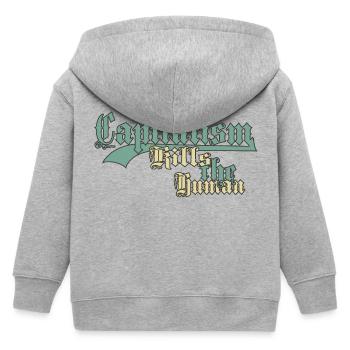 Kapitalismus Tötet das Menschliche - Kinder Organic Kapuzenjacke Mini Cultivator von Stanley/Stella - Grau meliert - Hinten