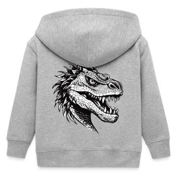 Drachenkopf Illustration schwarz Weiß - Kinder Organic Kapuzenjacke Mini Cultivator von Stanley/Stella - Grau meliert - Hinten