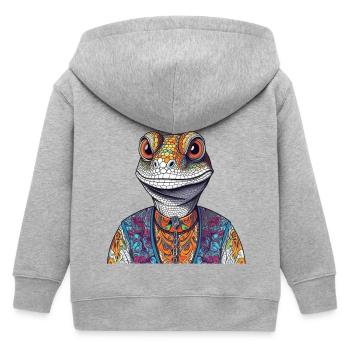 Bunte Echse im Streetstyle - Kinder Organic Kapuzenjacke Mini Cultivator von Stanley/Stella - Grau meliert - Hinten