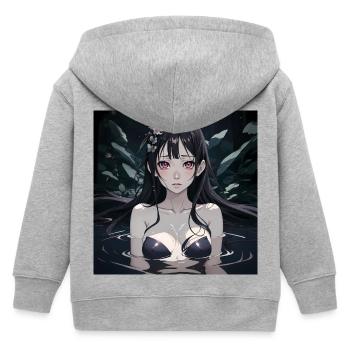 Süßes Anime Mädchen im Wasser mit schwarzem Haar - Kinder Organic Kapuzenjacke Mini Cultivator von Stanley/Stella - Grau meliert - Hinten