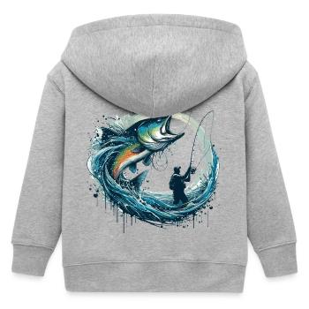 Cadeau dynamique de pêche - Veste à capuche enfant bio Stanley/Stella - gris chiné - Dos