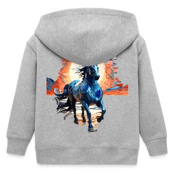 Illustration élégante de cheval bleu - Veste à capuche enfant bio Stanley/Stella - gris chiné - Dos